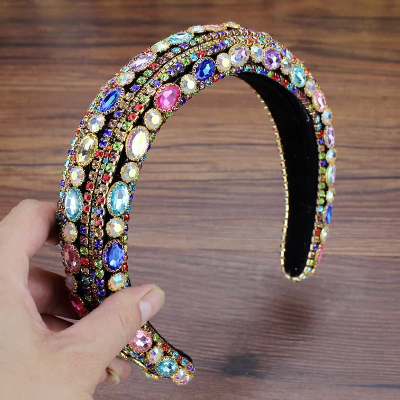 Crystal Pearl Baroque Hairband Padded Rhinestone