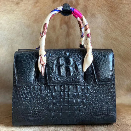 Exotic Genuine Alligator Leather OL Lady Working Totes Authentic Real Crocodile Skin Female Handbag Women's Single Shoulder Bag