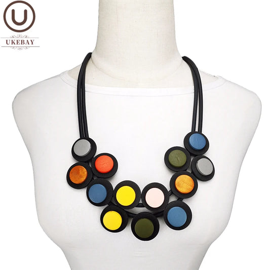 Multicolor Wood Jewelry Fashion Gothic Necklace