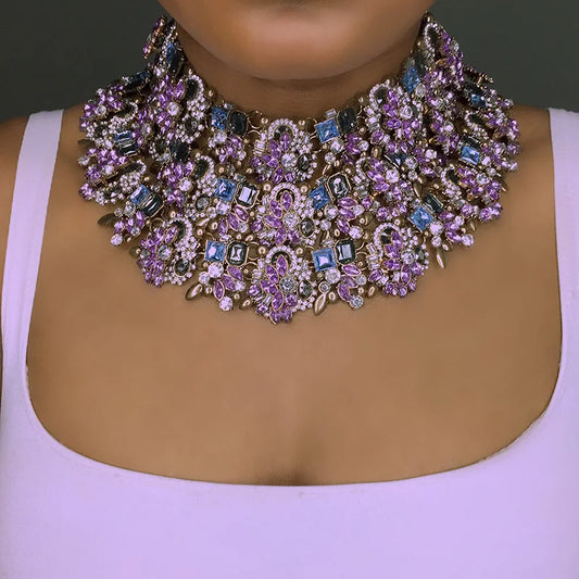 Dvacaman Women Layers Crystal Chain Pendant Necklace Big Statement Necklace Rhinestone Indian Bridal Jewelry Famale Bijoux AI32