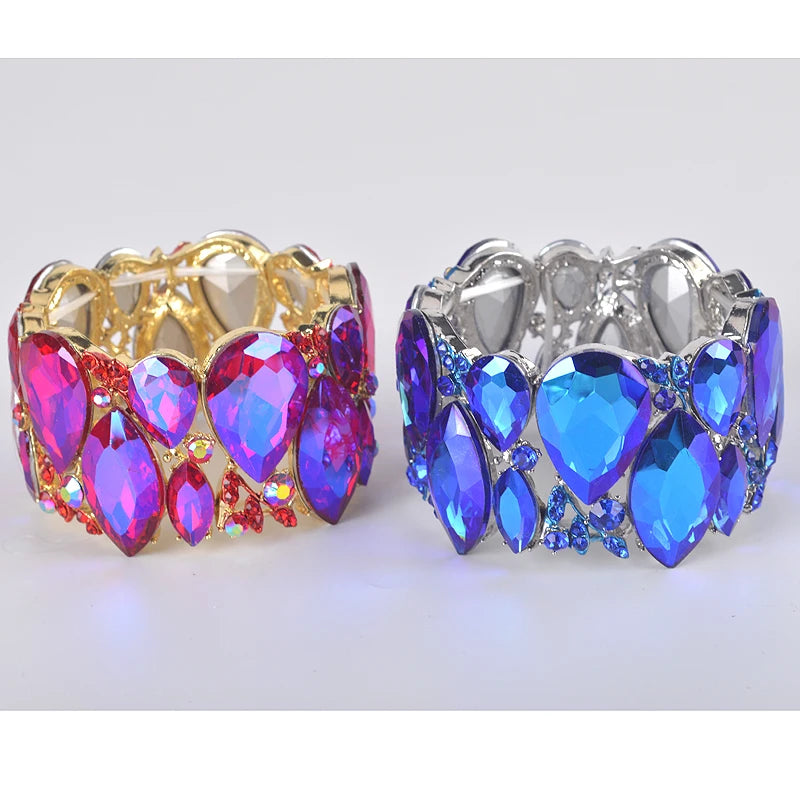 Marquise Crystal Cuff Bracelets Bangles Big Stretch Bangle