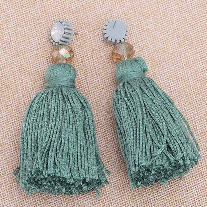 Sehuoran 2021 New Women Tassel Earrings Crystal Stone Bohemian Long Dangling Earrings For Women Orecchini Lunghi Oorbellen Gifts