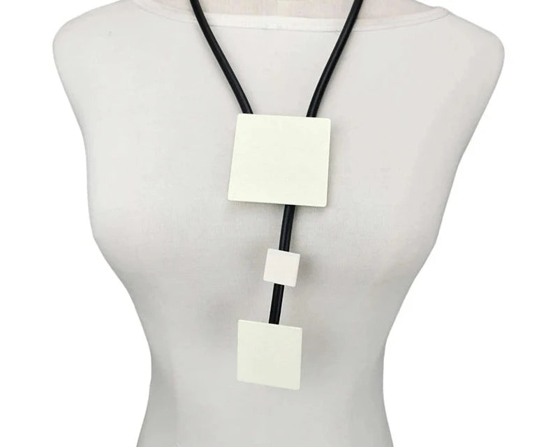 Handmade Wood Pendant Necklaces Women Rubber Jewelry Gothic Statement Necklace