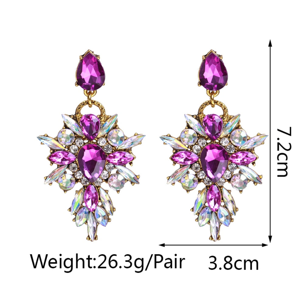 Exaggerated Sparkly Crystal Dangle Drop Earrings