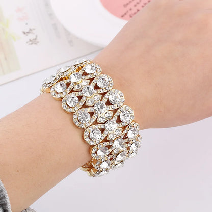 Luxury Full Crystal Rhinestones Gold Color Bracelets