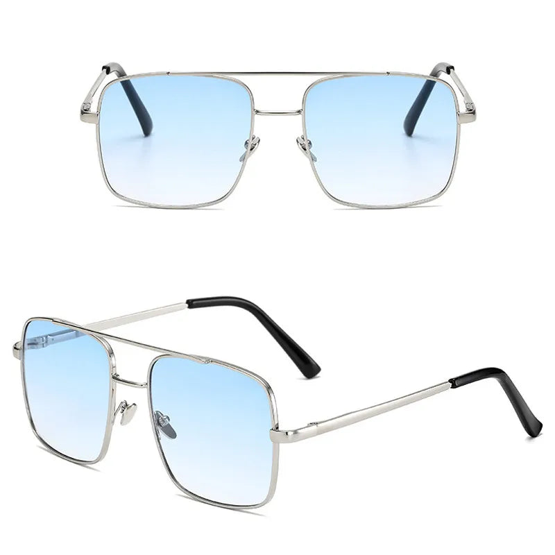 Double Beam Square Sunglasses Men UV400