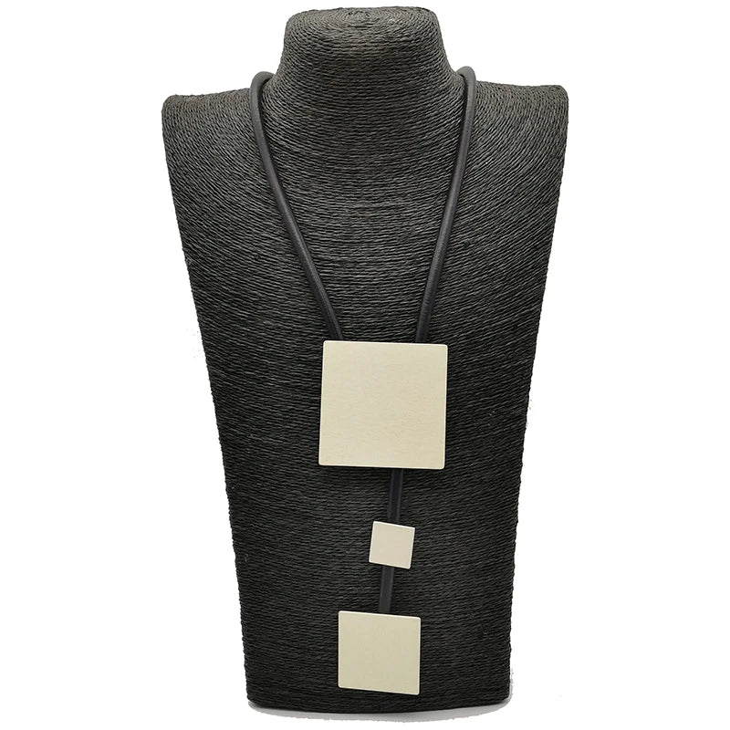 Handmade Wood Pendant Necklaces Women Rubber Jewelry Gothic Statement Necklace