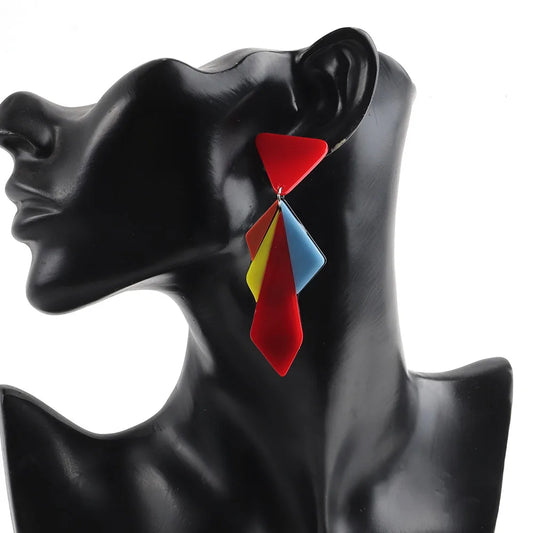 Multicolor Fashion Acrylic Geometric Long Drop Earrings