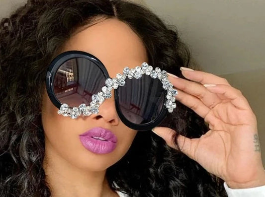 Oversized Round Sunglasses Women Diamond Rhinestone Sunglasses