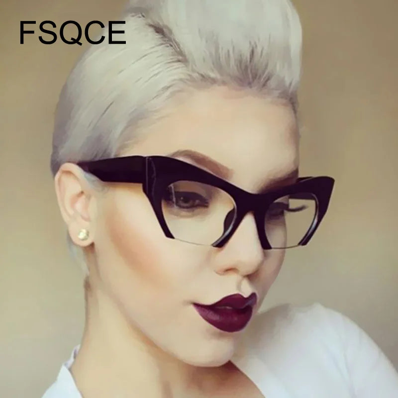 Steampunk Sunglasses Newest Semi Rimless Female Brand Designer Clear Lens Sun Glasses For Women Fashion Sunglass Vintage oculos