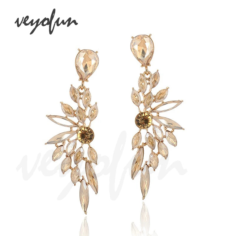 Veyofun Symmetric Crystal Drop Earrings Elegant Dangle Earrings Party Jewelry for Women Gift 2020 New