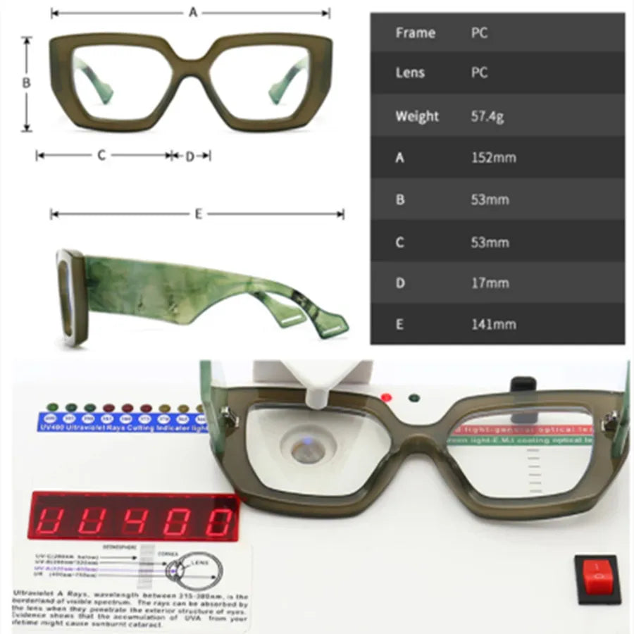 Fashion Colorful Square Women Glasses Frame Clear Anti-Blu-Ray