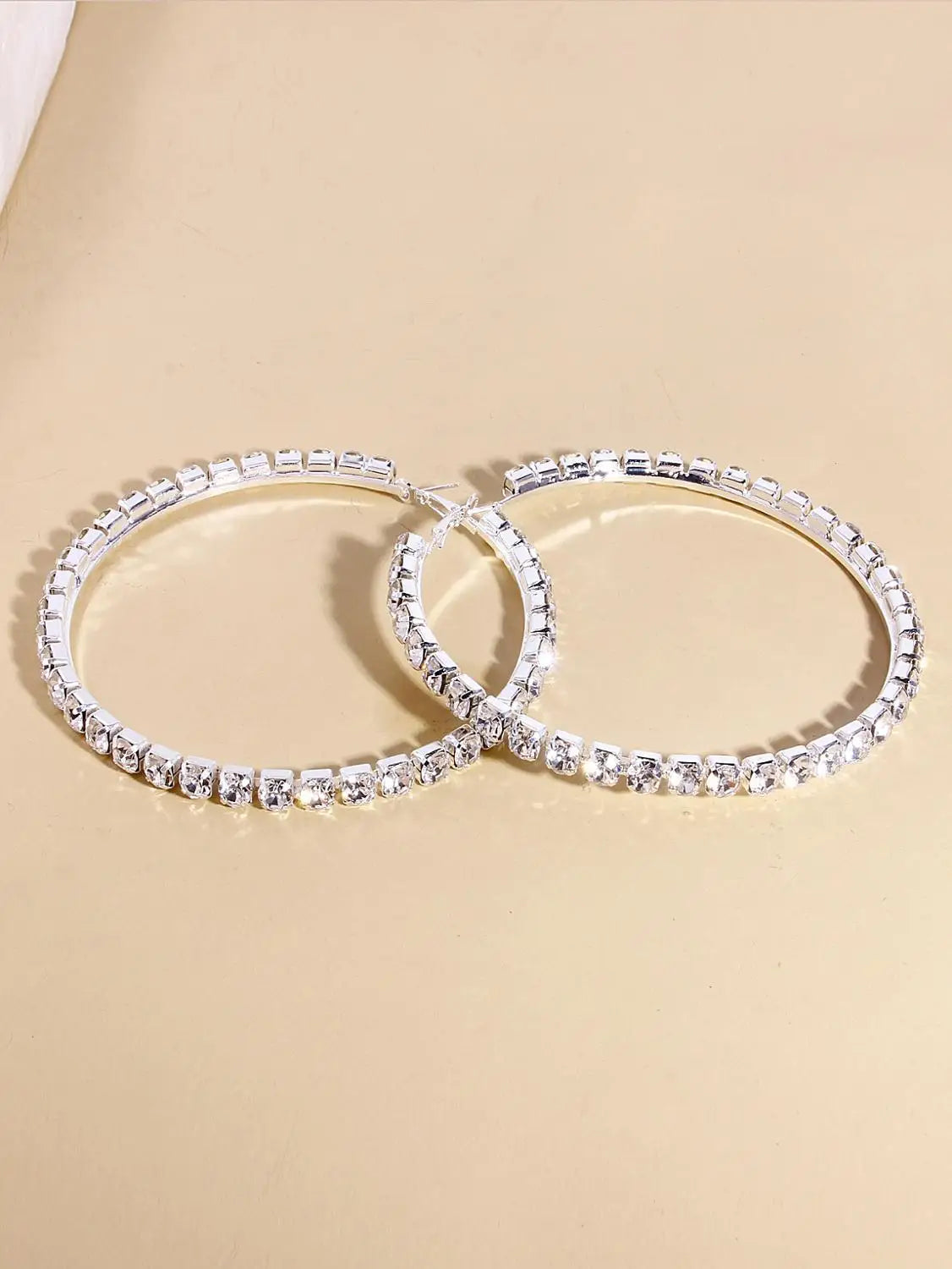 Rhinestone Fashion Large Round Hoop Earrings