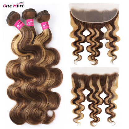 Highlight Bundles With Frontal 13x4 Brazilian Body Wave Bundles With Frontal Free Part 3 Bundles With Frontal 100% Human Hair