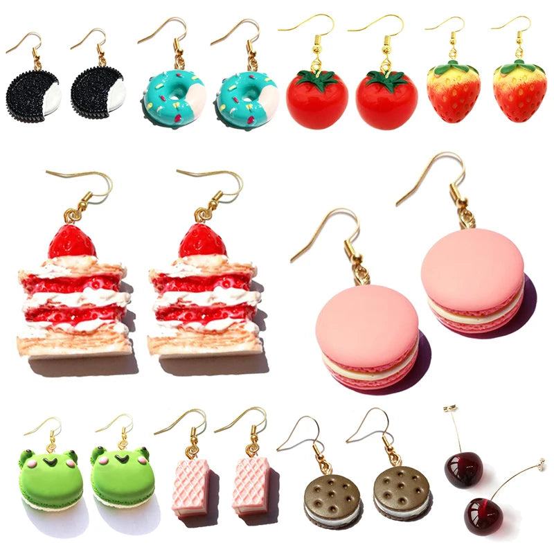 Earring For Women Resin Drop Custom Made Handmade Cute Girls Sweet Gift Cookies Macaron Cake Food Donuts