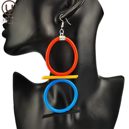 Multicolor Big Earrings Ethnic Drop Earrings