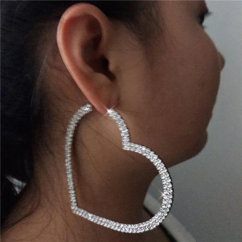 Big Heart Crystal Hoop Earrings