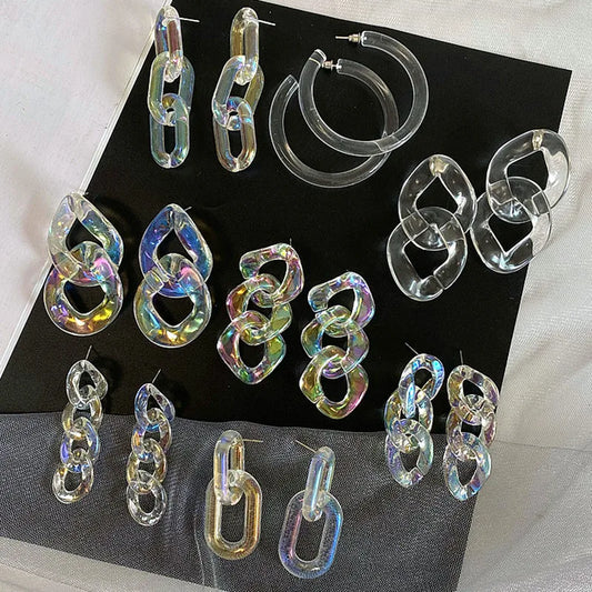 FishSheep Colorful Acrylic Chain Earrings