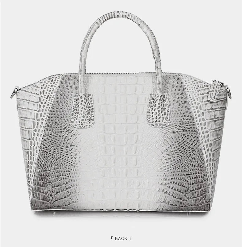 Luxury Crocodile Leather Women's Handbags Large Capacity Briefcase Shoulder Messenger Bag Lady Portable White Leather Tote Bags