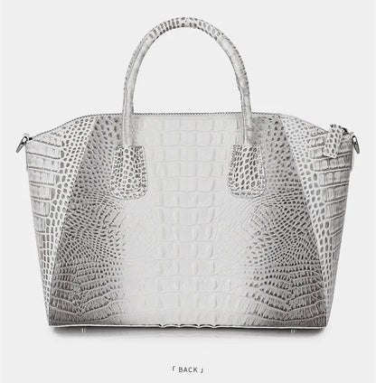 Luxury Crocodile Leather Women's Handbags Large Capacity Briefcase Shoulder Messenger Bag Lady Portable White Leather Tote Bags