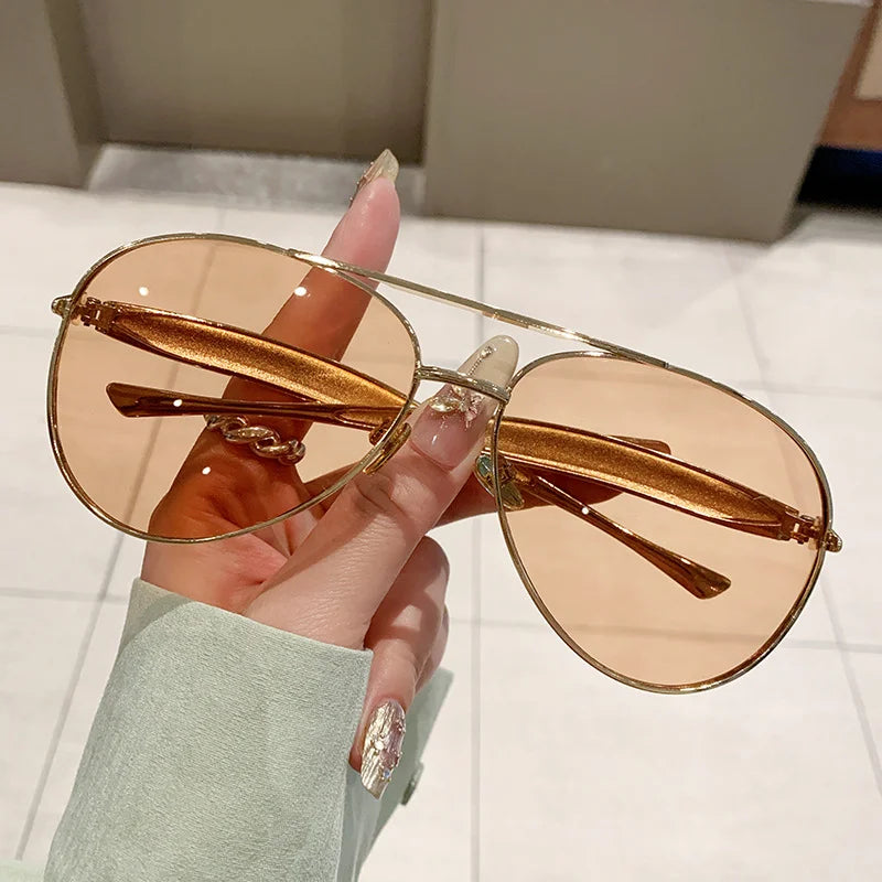 Oval Oversized Sunglasses Women Trendy Vintage Luxury Fashion Glasses