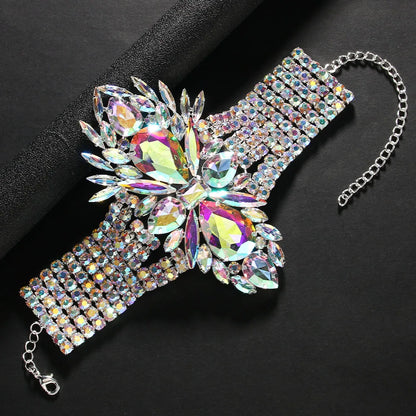 Exaggerated Bracelet for Women Girl Charm Y2k Rhinestone Club Dance Fashion 2024 Queen Party Jewelry Gift Decorations Party Gift