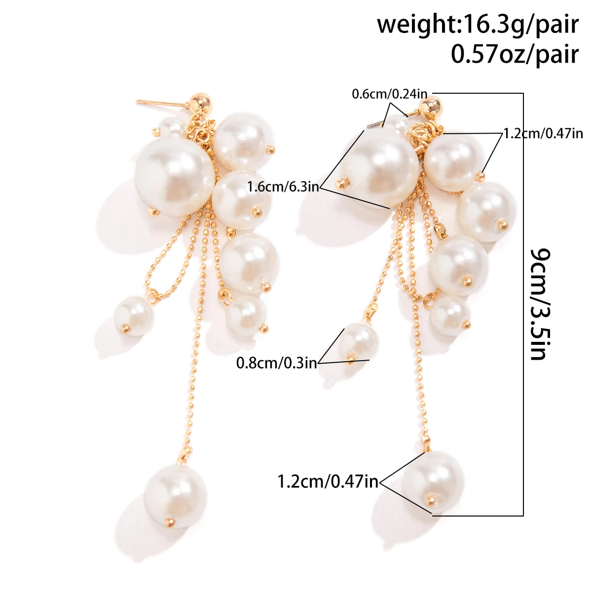 Elegant Pearl Long Tassel Drop Earrings