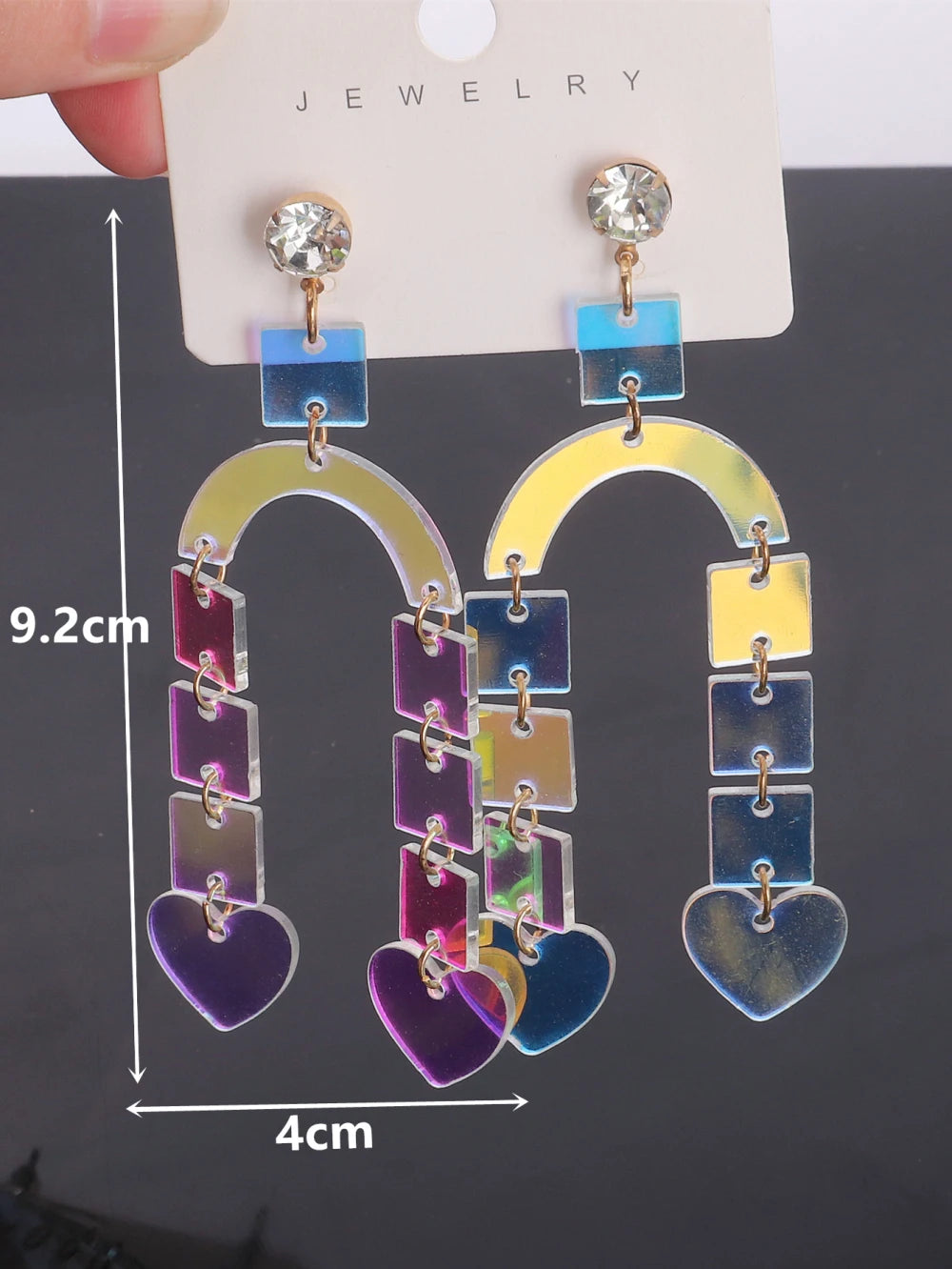 Trendy Colorful Acrylic Transparent Iridescent Geometric Earrings