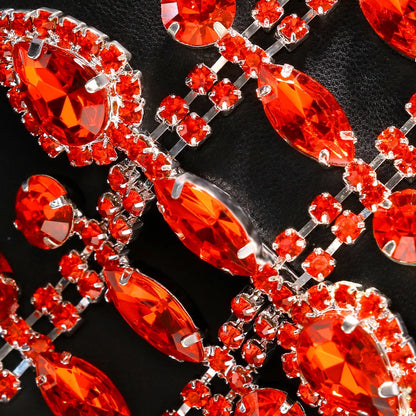 Exaggerated Rhinestone Hot Red Hollow Water Drop Bracelet