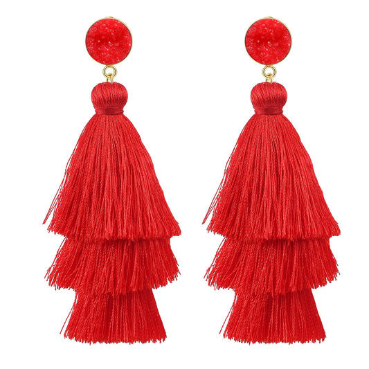 Lightweight Tassel Earrings for Women 14K Gold Plated With 925 Sterling Silver Needles