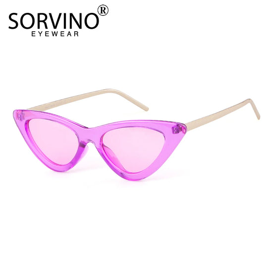 SORVINO Vintage Purple Cat Eye Sunglasses Women Designer Retro Triangle Cateye Men Sun Glasses Translucent Shades Oculos UV400
