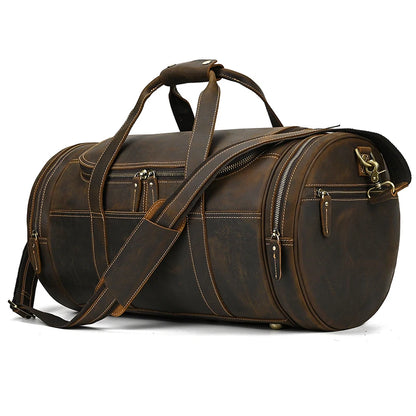 New Fashion Genuine Leather Men's Travel Bag Cowhide Luggage Bag For Man Crazy Horse Leather Crossbody Hand Luggage Shoulder Bag