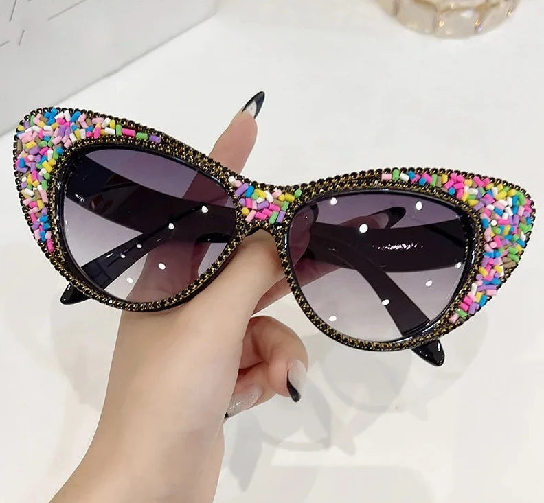 Oversized Cat Eye Rhinestone Sunglasses