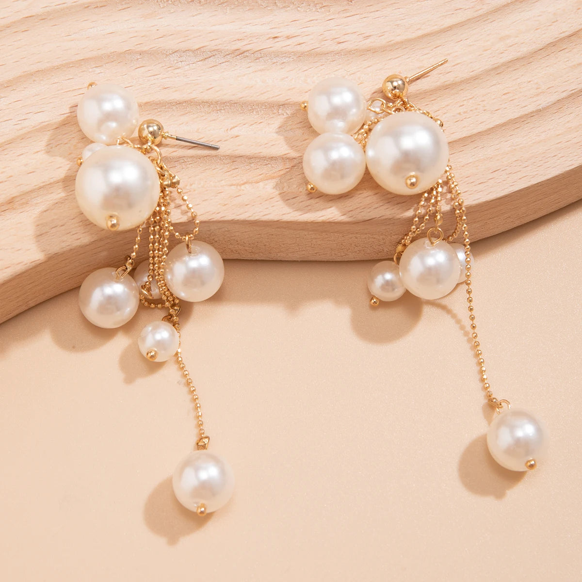 Elegant Pearl Long Tassel Drop Earrings