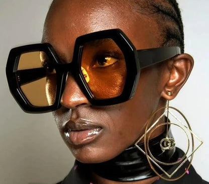 Square Irregular Sunglasses Women Oversized Polygon Luxury Yellow Shades