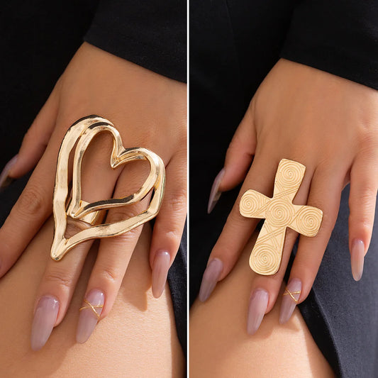 Exaggerated Sweet Geometric Gold Silver Color