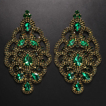 Exaggerated Colorful Rhinestone Drop Earrings