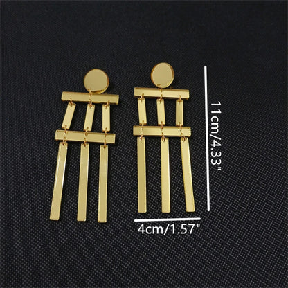 Acrylic Long Mirror Earrings for Women Silver or Gold Color