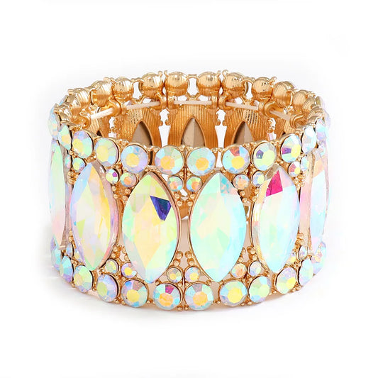 Fashion Women's Shiny Rhinestone Stretch Bracelet Party Banquet Bangles