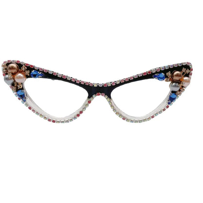 Womens Luxury Rhinestone Cat Eye Reading Glasses Fashion Ladies Glasses Anti-Glare Lenses Presbyopia Eyeglasses очки для зрения