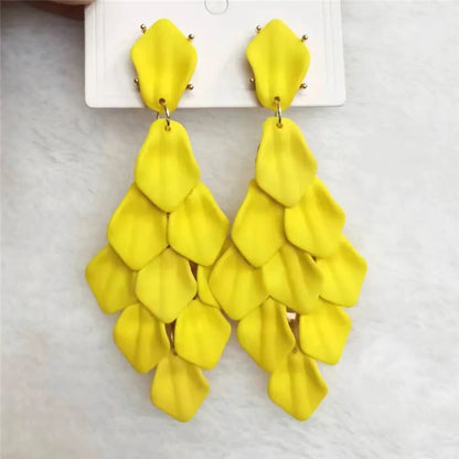 15 Colors Acrylic Petal Earrings For Women Handmade Design