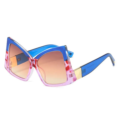 Irregular Square Sunglasses Double Color Frame Cat Eye