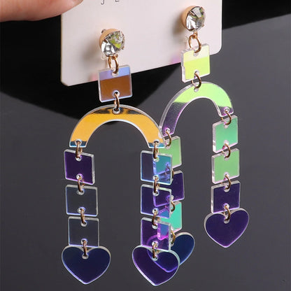 Trendy Colorful Acrylic Transparent Iridescent Geometric Earrings