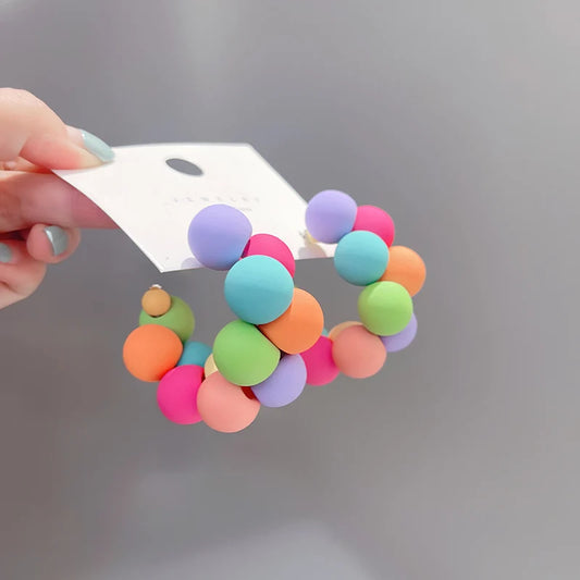Colorful Cc Earrings Korean Exaggerated Fashion Cute Luxury、girl、earrings for Women Jewelry Accessories Party Wedding Gift