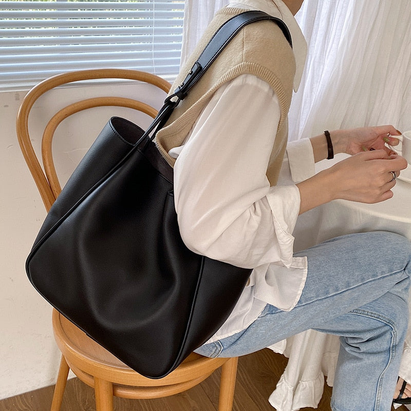 CGCBAG Luxury Tote Bag Woman 2022 Trend Large Capacity Female Shoulder Bag High Quality Leather Simple Designer Woman Handbag