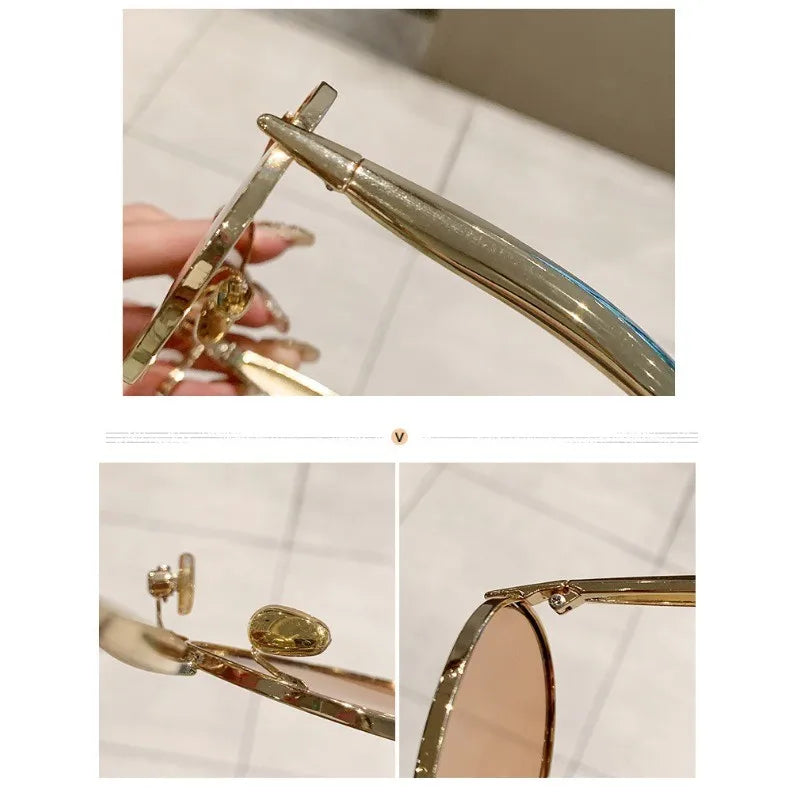 Oval Oversized Sunglasses Women Trendy Vintage Luxury Fashion Glasses