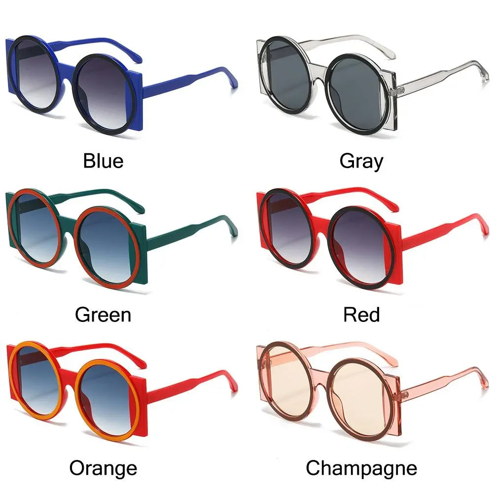 Fashion Oversized Round Sunglasses Women Contrast Color Shades UV400 Retro Unique Men Trending Gradient