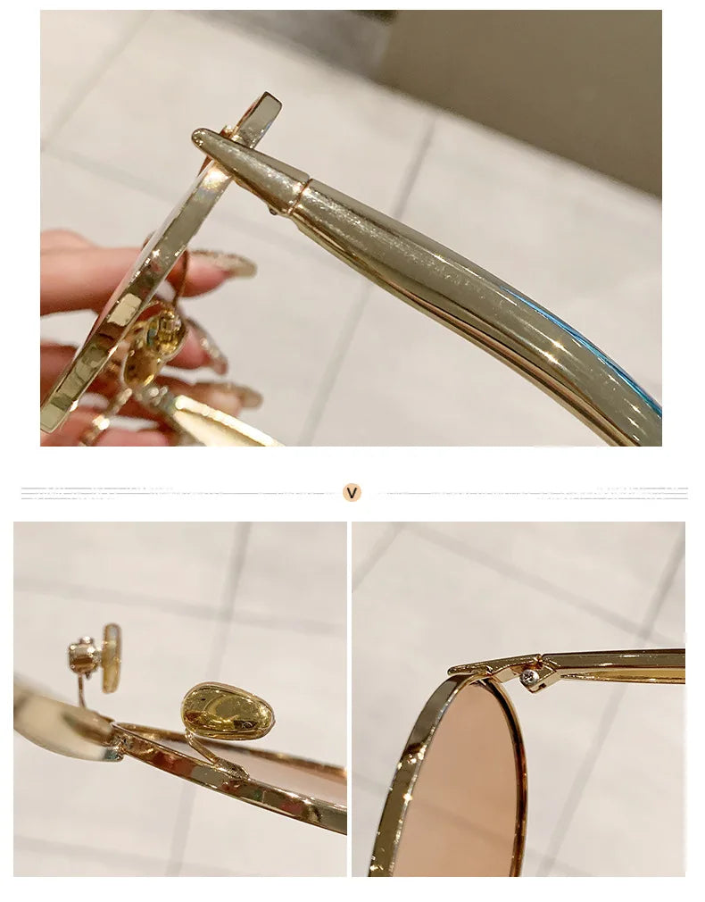 Oval Oversized Sunglasses Women Trendy Vintage Luxury Fashion Glasses