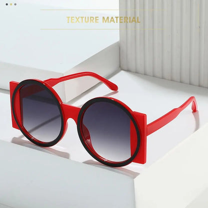Fashion Oversized Round Sunglasses Women Contrast Color Shades UV400 Retro Unique Men Trending Gradient