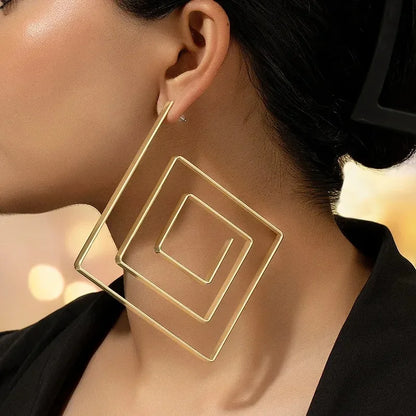 Exaggerated Geometric Quadrilateral Earrings